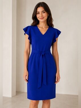 Eliza J Ruffled Sleeveless Midi Dress Size 8